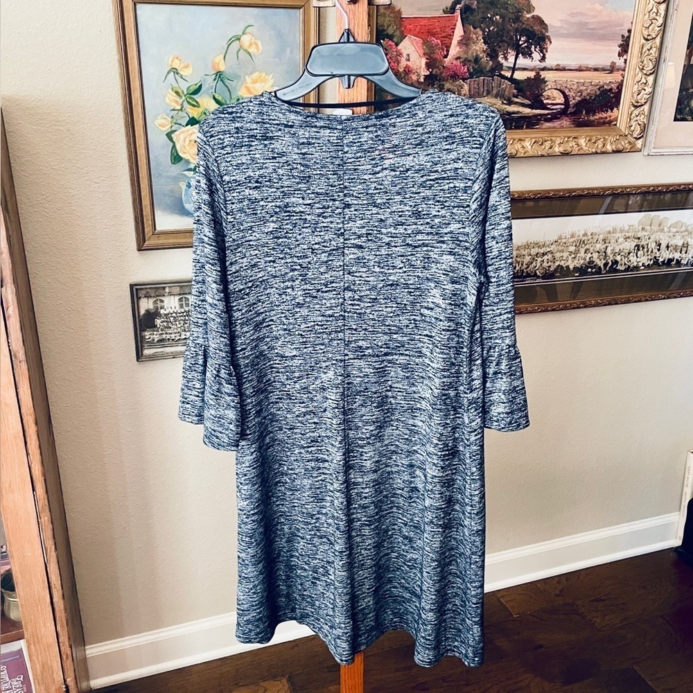 GAP women’s bell sleeve knee length stretch knit dress SZ M navy blue - Picture 6 of 8